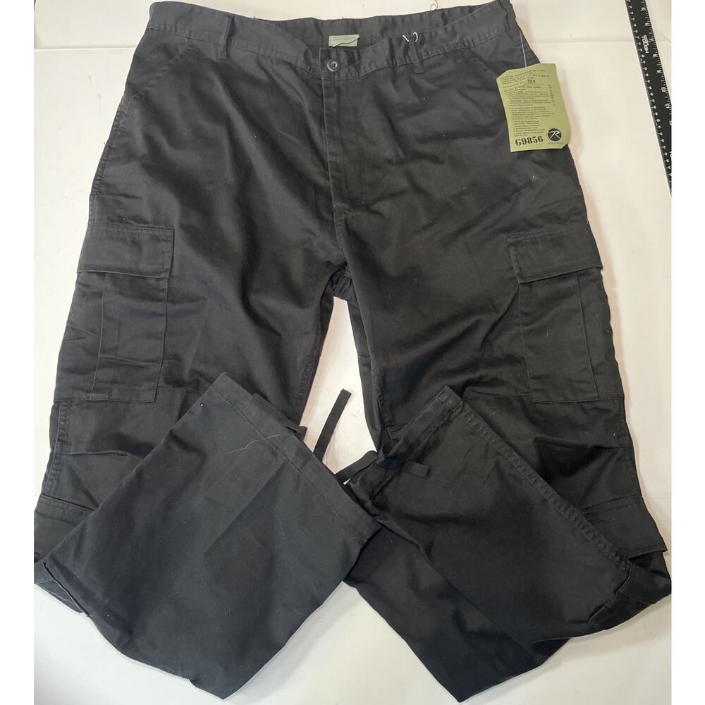 Rothco Unisex Black BDU Pants Military Style B Cargo XL Drawstring Bottom NWT
